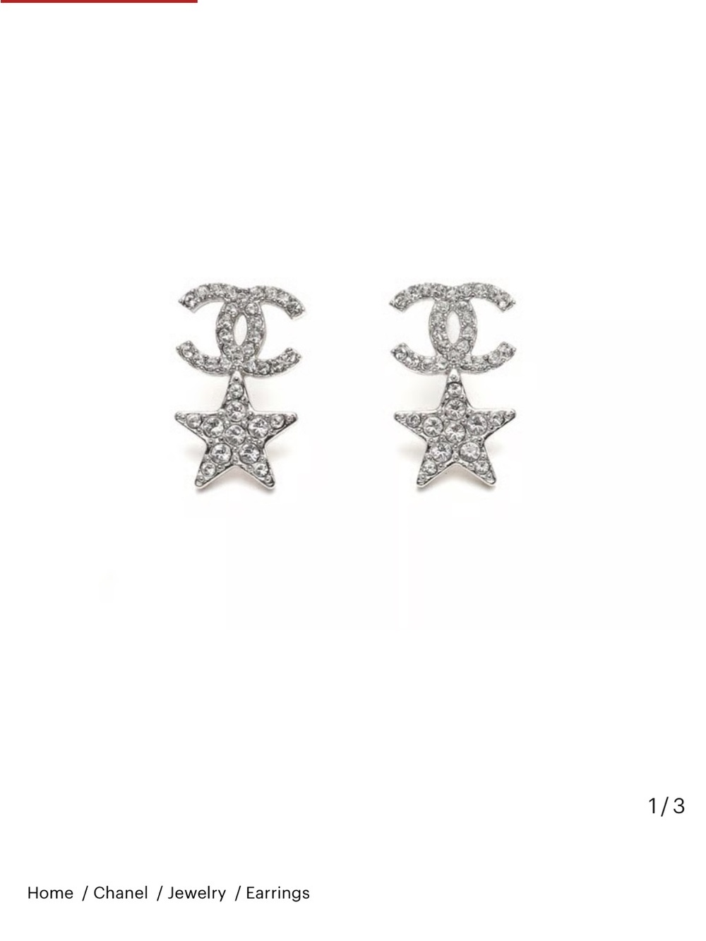 CHANEL Silver Crystal CC Star Drop Earrings ✨